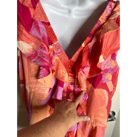 Sofia Vergara Women's Sleeveless Ruffle Smock Blouse Pink/Peach NEW ~ Size 3X - Picture 4 of 5